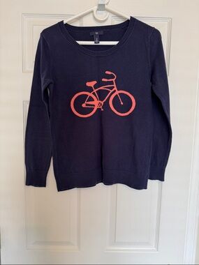 GAP Navy Sweater with Coral Bicycle Motif